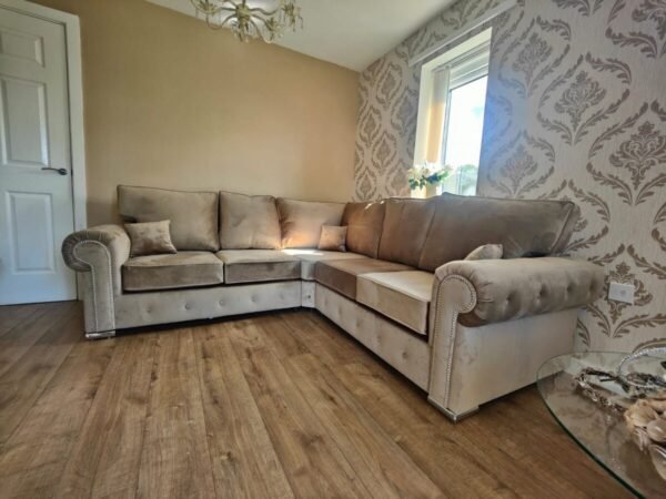 Olympia Grey Plush Fabric Sofa Set Collection