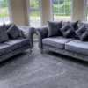 Olympia Grey Plush Fabric Sofa Set Collection - Image 2