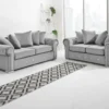 Olympia Grey Plush Fabric Sofa Set Collection - Image 3