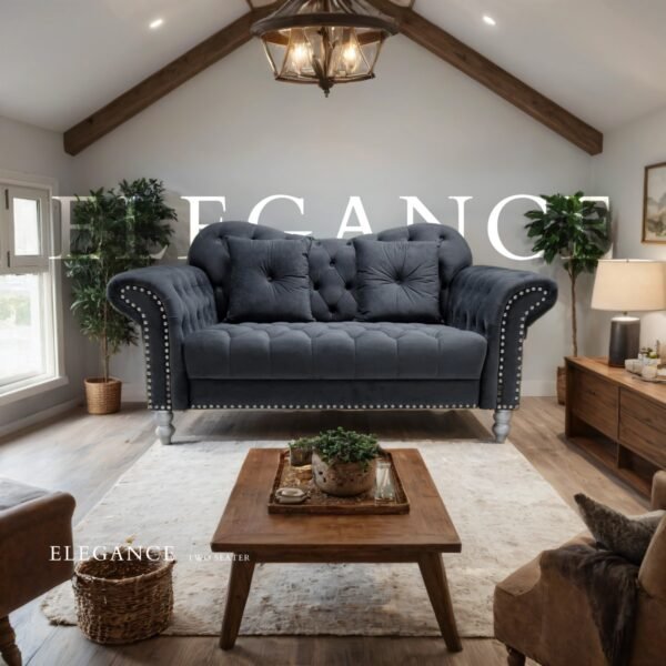 Elegance Plush Grey 2-Seater Sofa