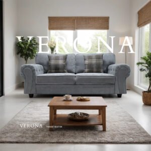 Verona 3-Seater Grey Fabric Sofa