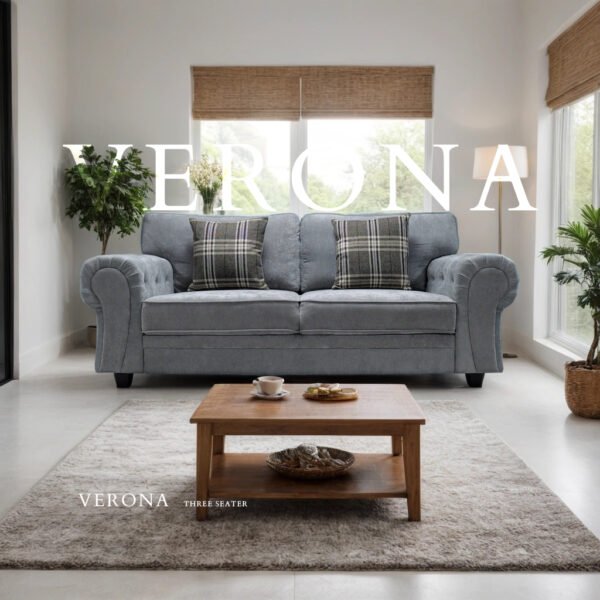 Verona 3-Seater Grey Fabric Sofa