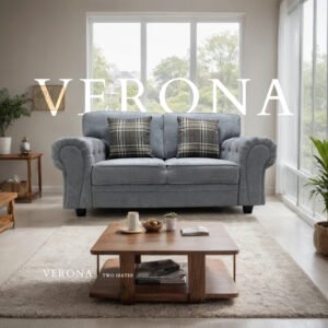 Verona 2-Seater Grey Fabric Sofa